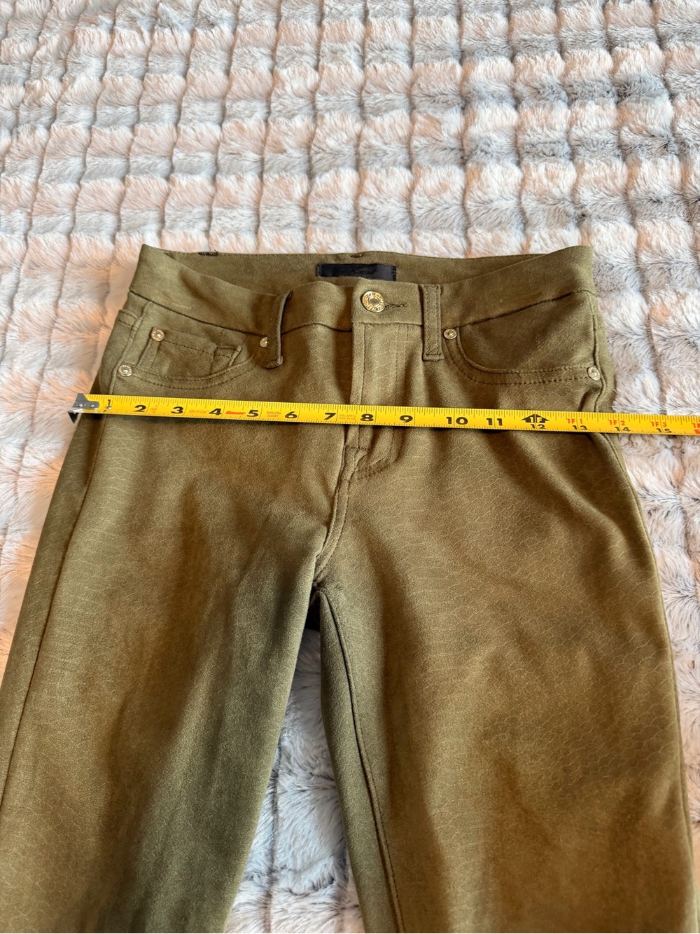 7 For All Mankind Olive Green Straight Leg Pants - Picture 3 of 10